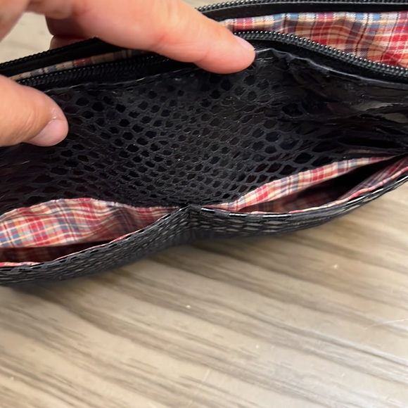 VTG BLACK LEATHER FAUX PYTHON BAGS BY PINKY BAG - Picture 11 of 16